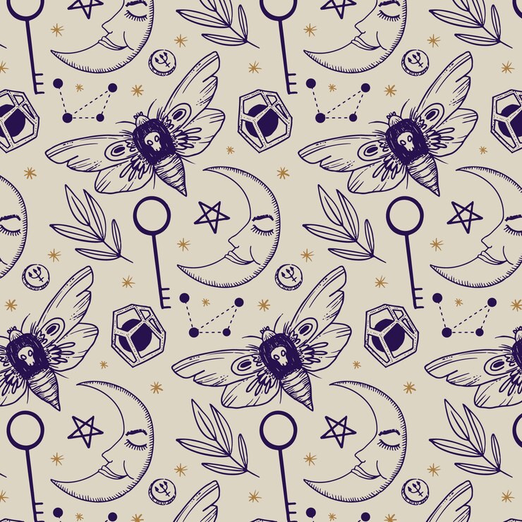 Free Vector hand drawn celestial pattern design