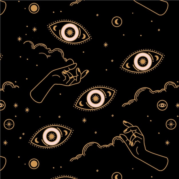 Free vector hand drawn celestial pattern design