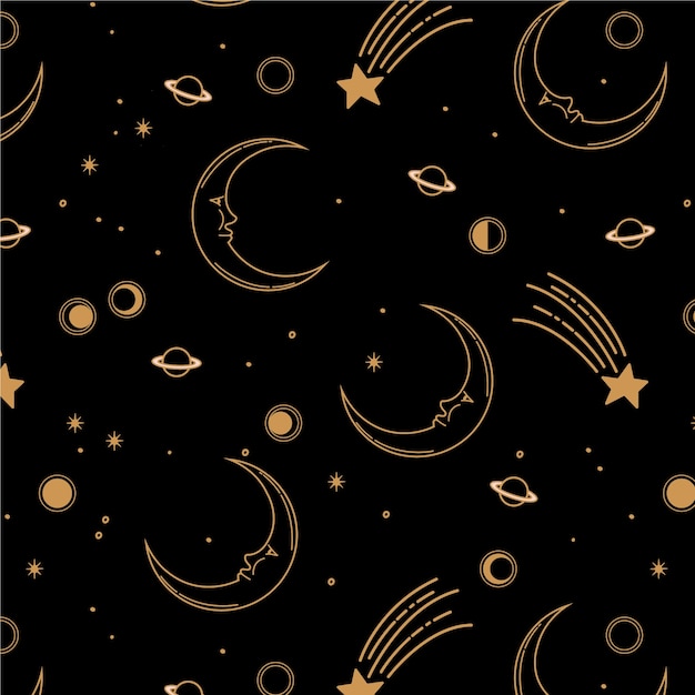 Free vector hand drawn celestial pattern design