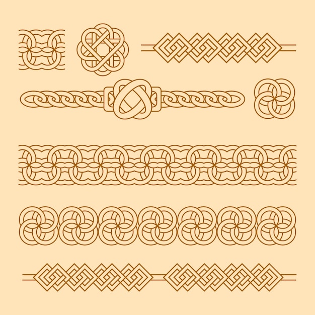 Free vector hand drawn celtic  borders ornament collection