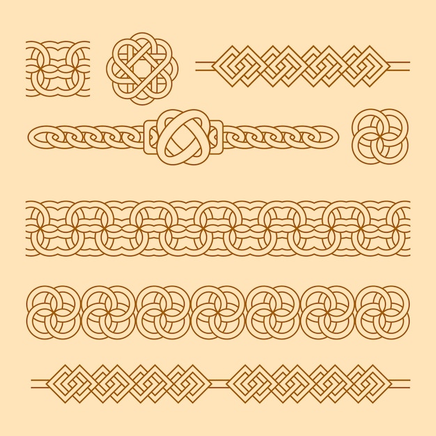 Hand drawn celtic  borders ornament collection