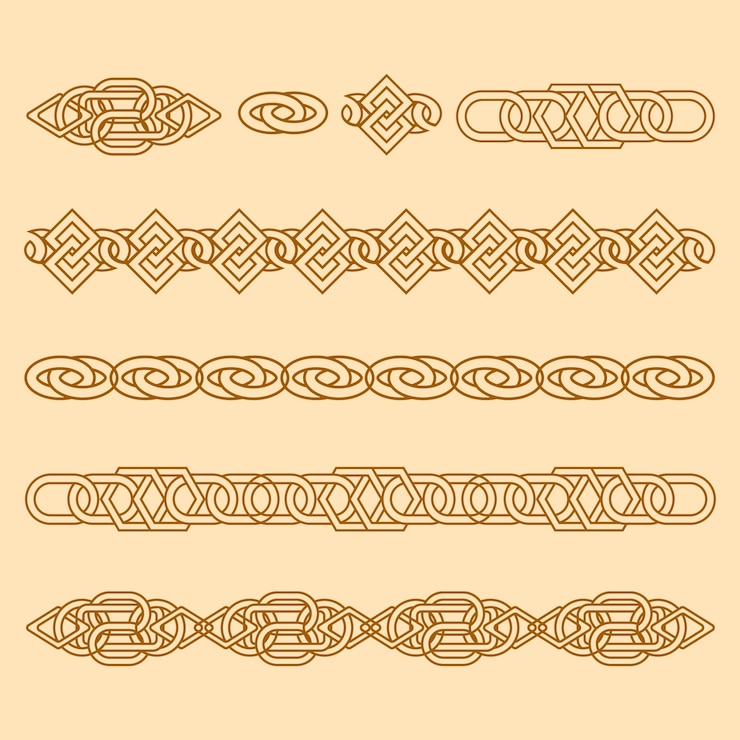 Free Vector hand drawn celtic  borders ornament collection