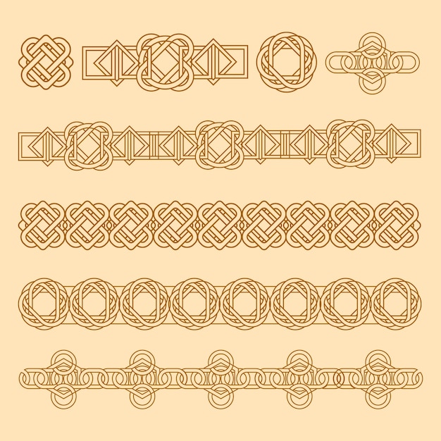 Hand drawn celtic  borders ornament collection