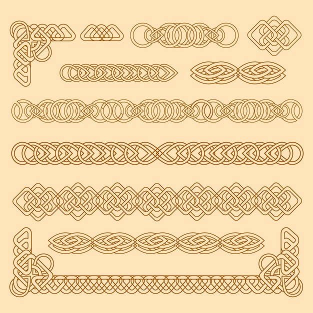 Hand drawn celtic  borders ornament collection