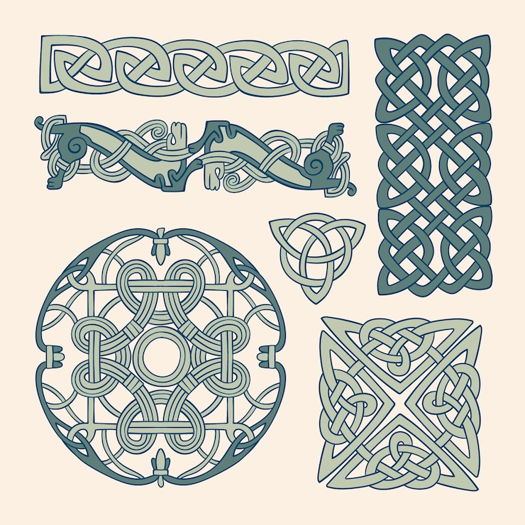 Free Vector hand drawn celtic borders ornament pack