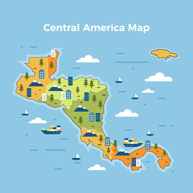 Free vector hand drawn central america map illustration