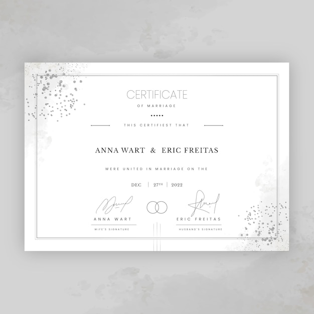 Certificato di matrimonio disegnato a mano