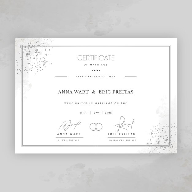 Hand drawn certificate of marriage