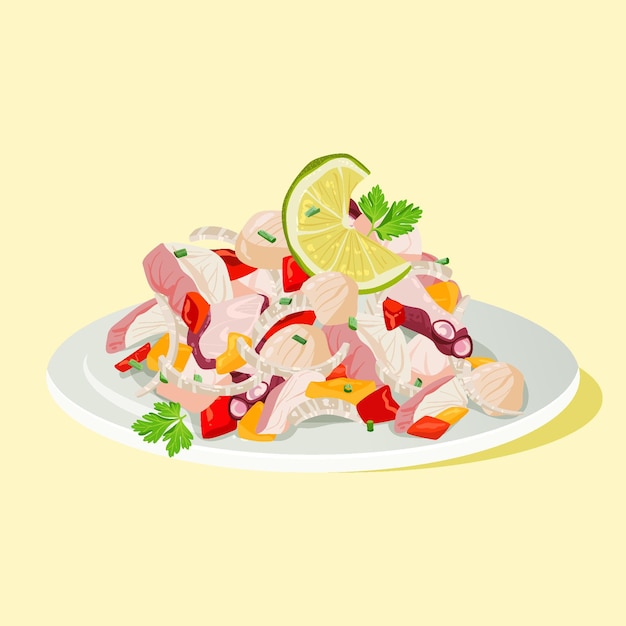 Hand drawn ceviche illustration