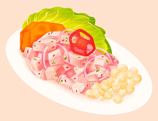 손으로 그린 ceviche 그림