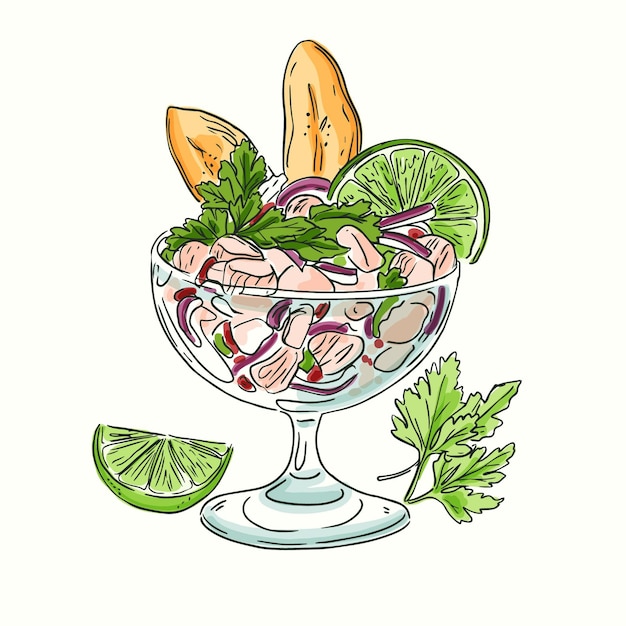 손으로 그린 ceviche 그림