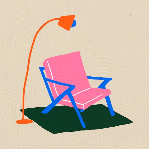 Free vector hand drawn chair vector furniture in colorful flat graphic style