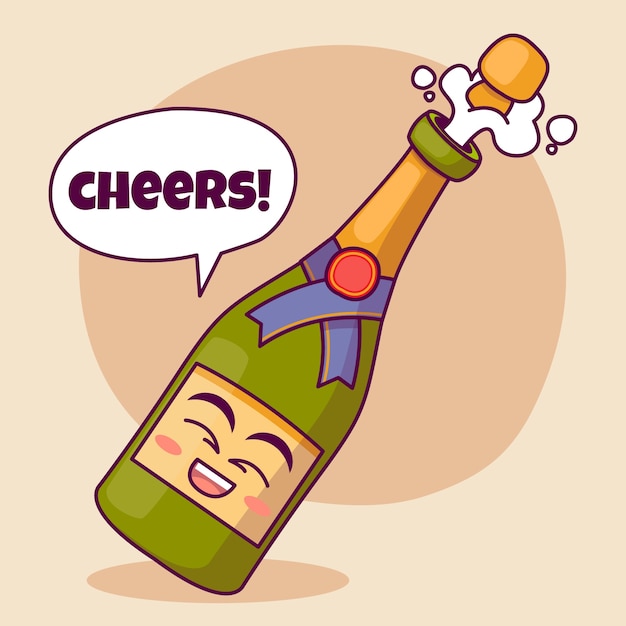 Free Vector hand drawn champagne  cartoon illustration