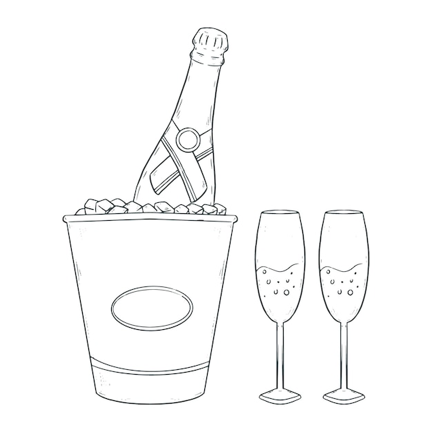 Free vector hand drawn champagne drawing illustration