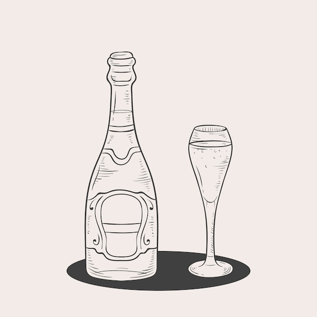 Hand drawn champagne drawing