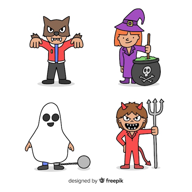 Hand drawn character halloween child costumes 