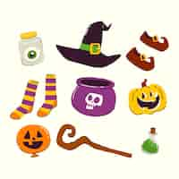 Free vector hand drawn characters collection for halloween celebration