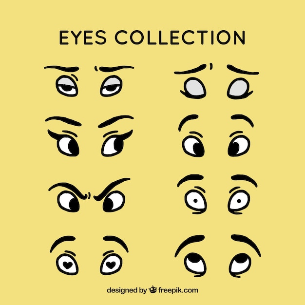 Hand drawn characters eye collection pack