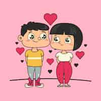 Free vector hand drawn characters in love cartoon illustration