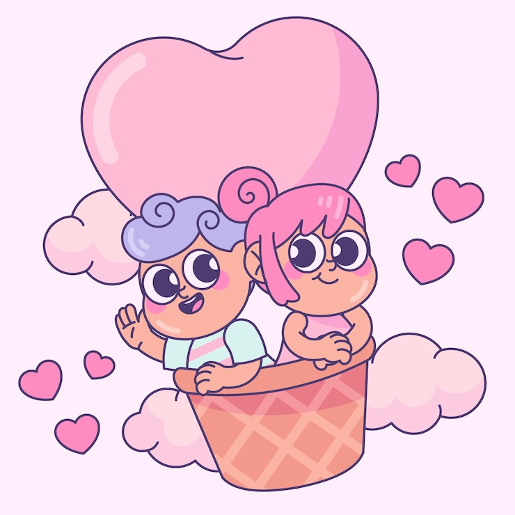 Free Vector hand drawn characters in love cartoon illustration