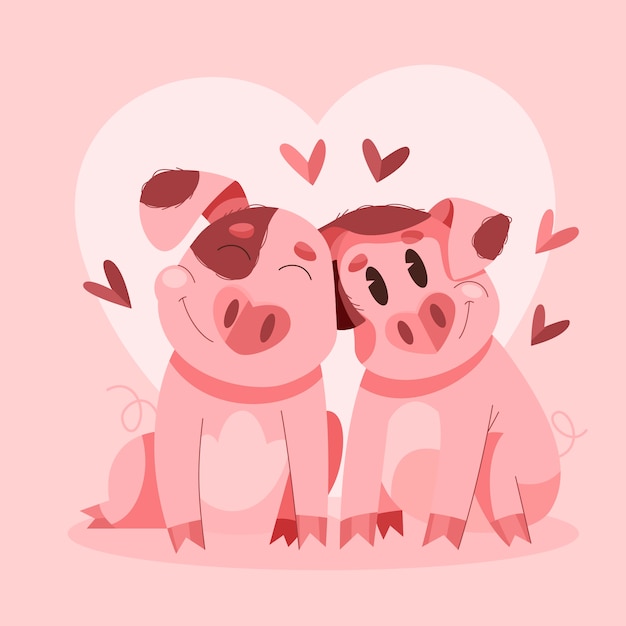 Hand drawn characters in love cartoon illustration