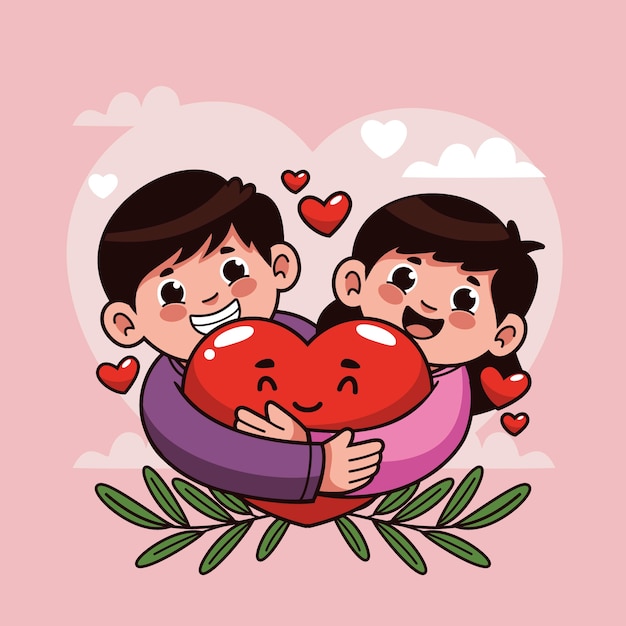 Free vector hand drawn characters in love cartoon illustration