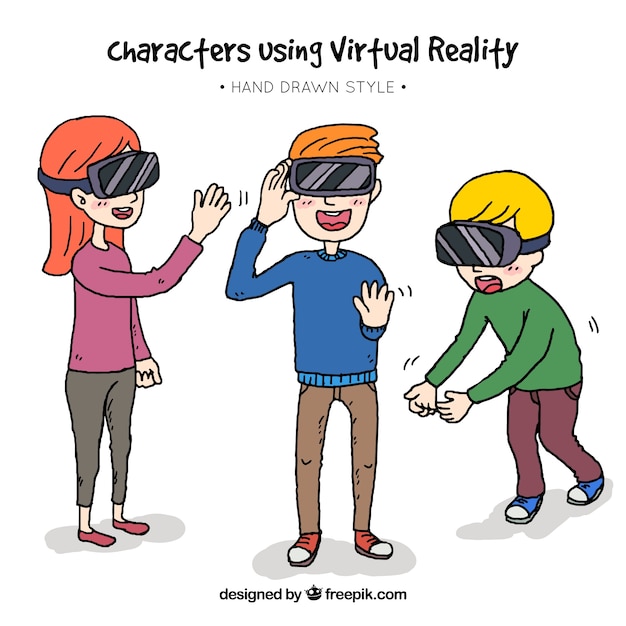 Hand-drawn characters using virtual reality glasses