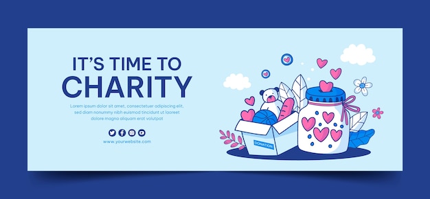 Free vector hand drawn charity event facebook cover