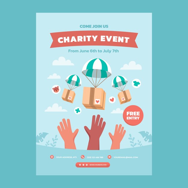 Hand drawn charity event invitation template