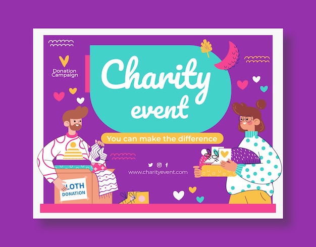 Free vector hand drawn charity event photocall template