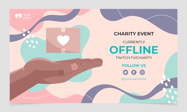 Hand drawn charity event twitch background template