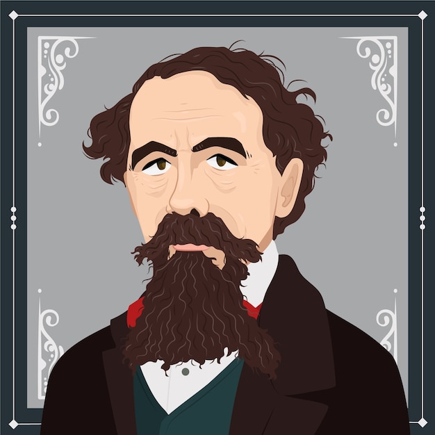 Free vector hand drawn charles dickens illustration