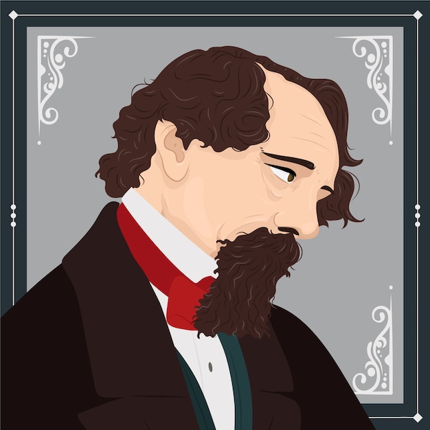 Free vector hand drawn charles dickens illustration