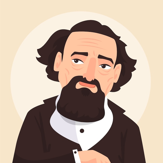 Free vector hand drawn  charles dickens illustration