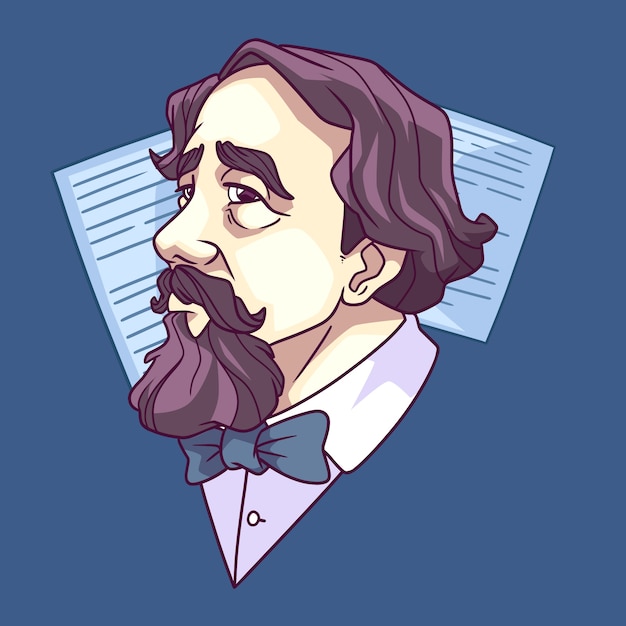 Free vector hand drawn charles dickens illustration