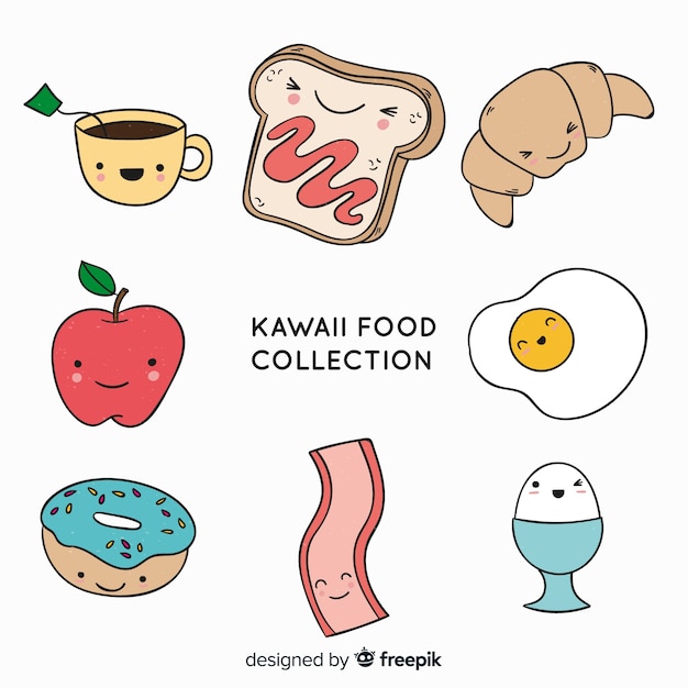 手描きの魅力的な食品コレクション