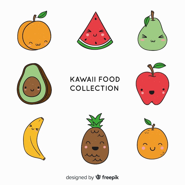 Hand drawn charming fruit and vegetable collection