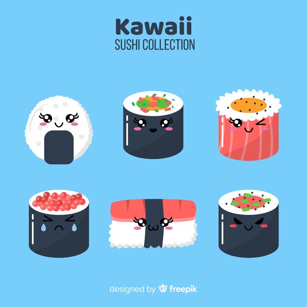 Hand drawn charming sushi collection