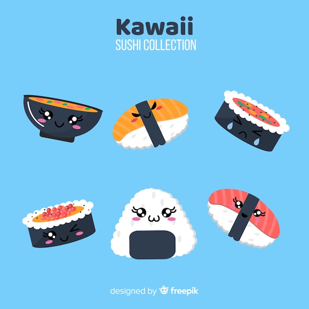 Hand drawn charming sushi collection