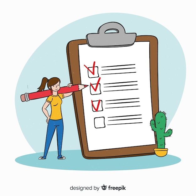 Sfondo di checklist disegnato a mano