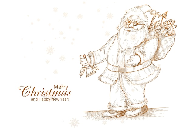 Free Vector hand drawn cheerful santa claus sketch card