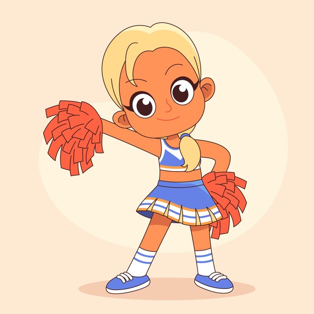 Hand drawn cheerleader  cartoon illustration