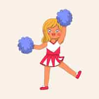 Free vector hand drawn cheerleader  cartoon illustration