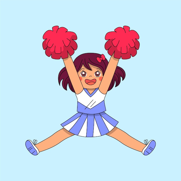 Free vector hand drawn cheerleader  cartoon illustration