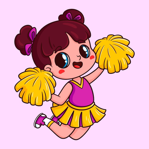 Hand drawn cheerleader cartoon illustration