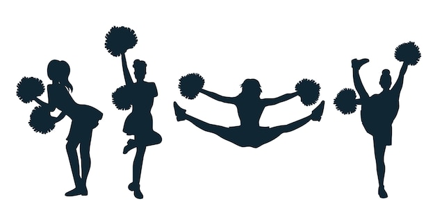 Cheerleader Pompons Silhouette Girl Cheerleading Team Stock Vector (Royalty  Free) 1470642131