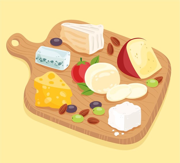 Hand drawn cheese board