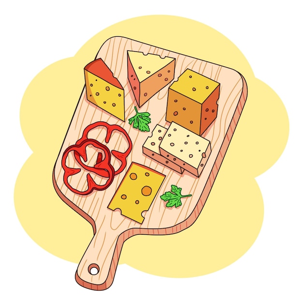 Hand drawn cheese board