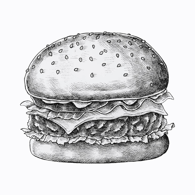 Hamburger di formaggio disegnato a mano