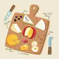 Free vector hand drawn cheeseboard illustration